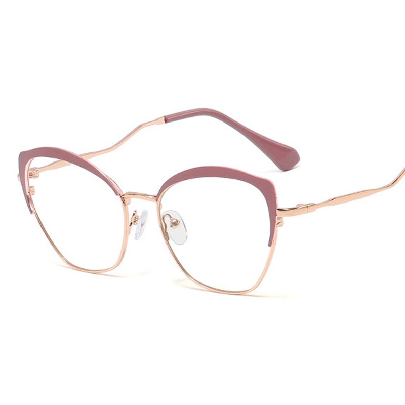 espejo plano de Metal de ojo de gato para mujeres de de lujo lente transparente óptica patas únicas Retro montura gafas miopía Oculos: 1