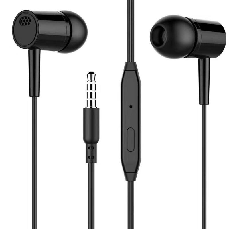 D21 kabelgebundene ohrhörer mit bass, kabelgebundene sportkopfhörer mit mikrofon, musik-ohrhörer-headset für xiaomi ios: Schwarz