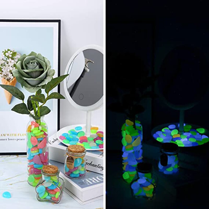 50 stuks kunstmatige fluorescerende stenen tuin aquarium lichtgevende stenen binnenplaats bestrating hars kiezel lichtgevende stenen