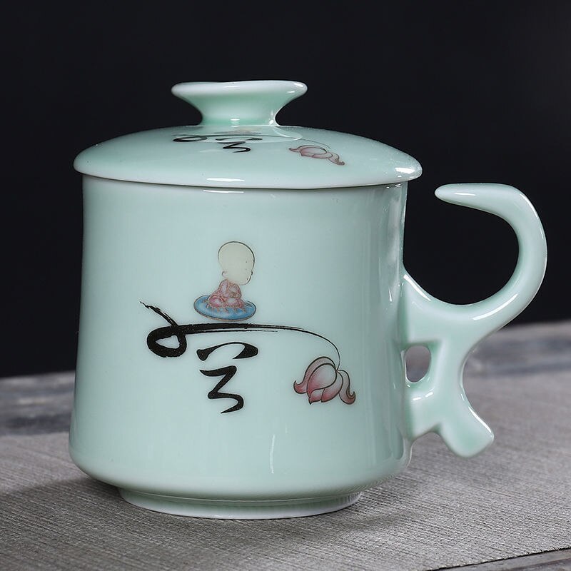 Ceramic Tea Cup with Lid Filter Tea Office Mug Jingdezhen Tea Set Celadon Cup Water Cup Teacup Mark Cup Drinkware: 11