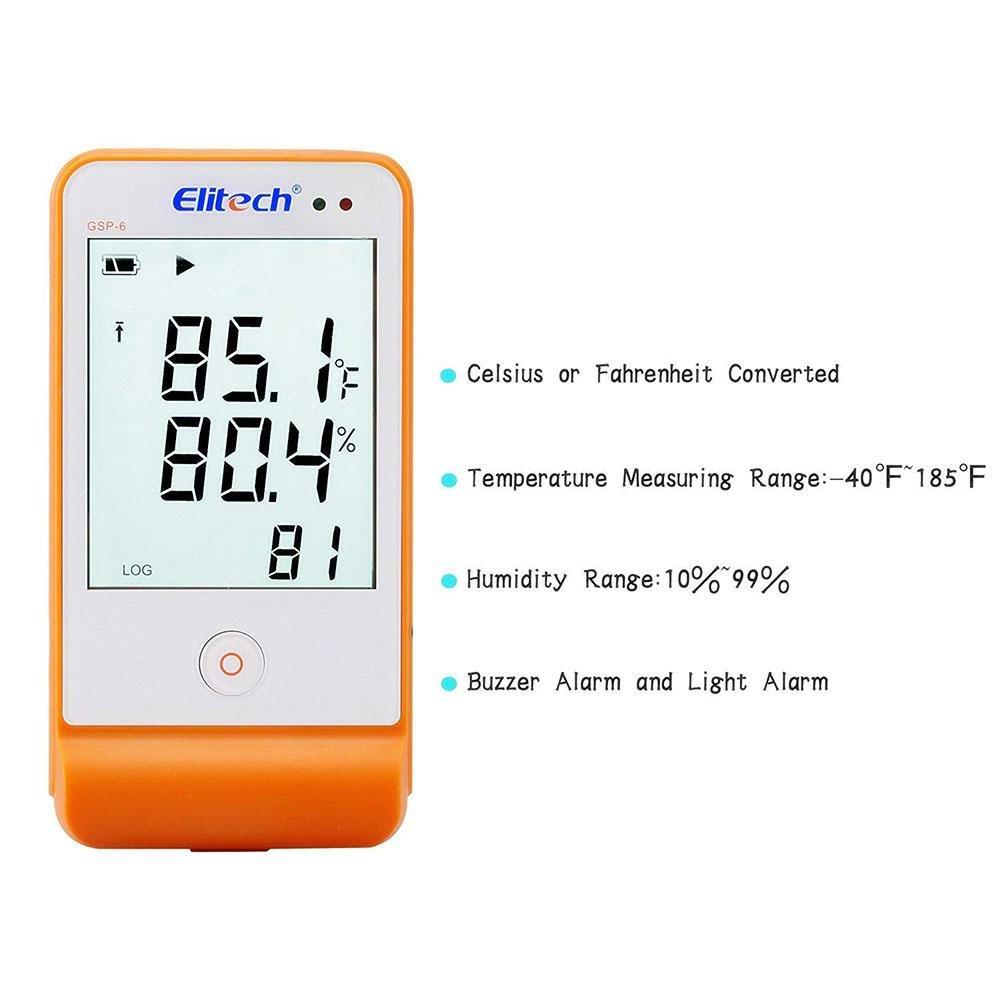 Elitech GSP-6 rejestrator temperatury i rejestrator danych dotyczących wilgotności rejestrator temperatury szczepionki 16000 punktów chłodzenie zimnego łańcucha