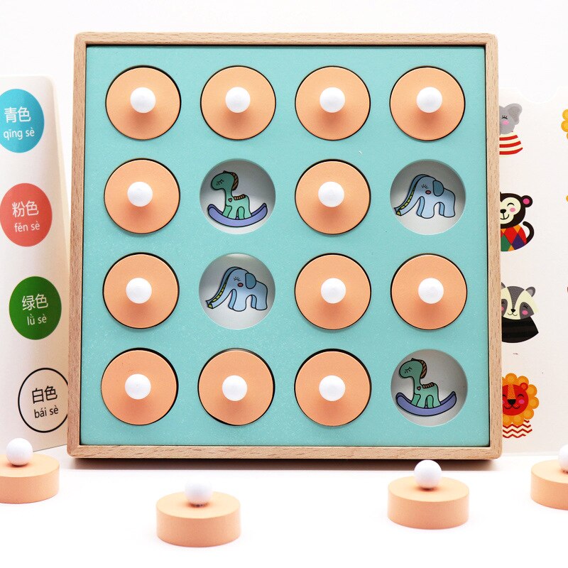 Kids Houten Memory Match Schaakspel Kinderen Vroege Educatieve 3d Puzzels Familie Party Casual Game Puzzels