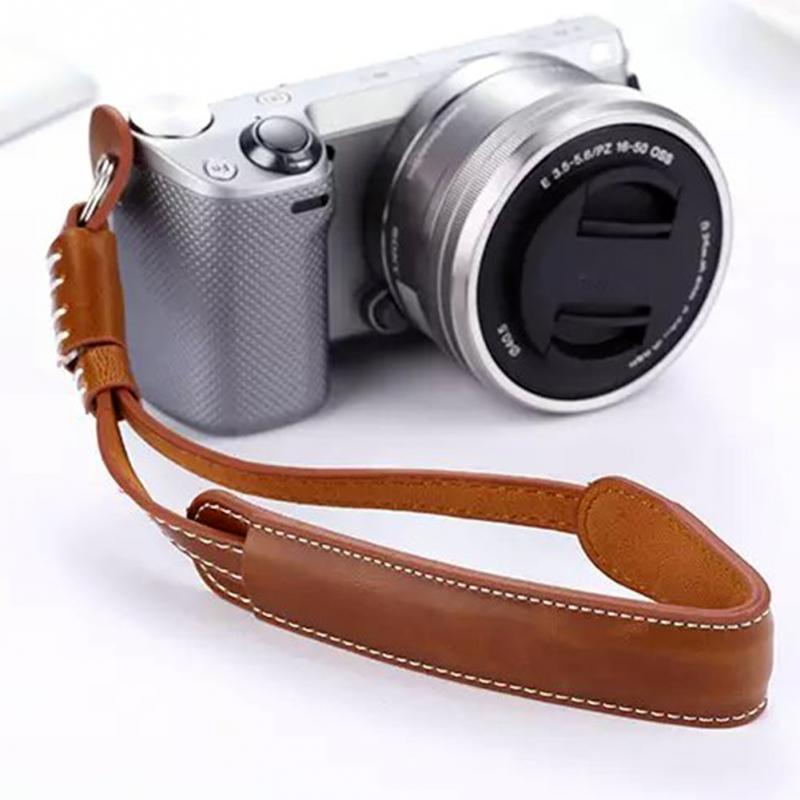 Pu lær kamera håndstropp med hurtigutløser plate kamera stropp for sony slr dslr kameraer tilbehør  #4