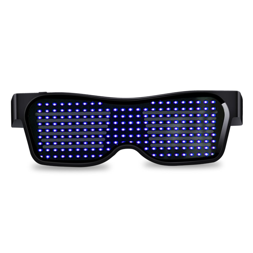 Magic Bluetooth Led Glasses DIY APP control BT Wireless Connection Illuminating Glasses Multilingual Quick Flash led USB Charge: Blue light