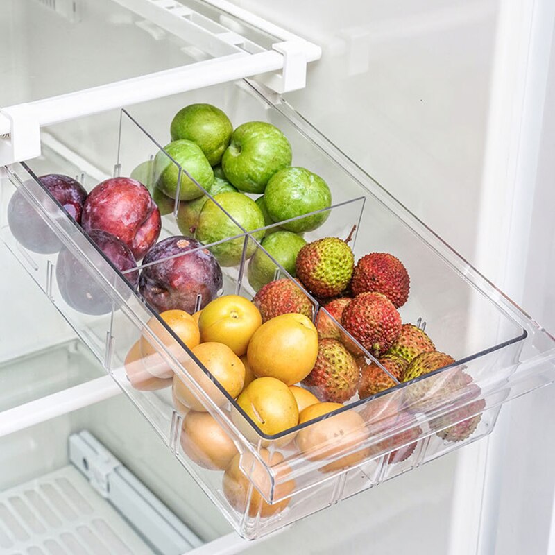 1/4/8Refrigerator Draw Compartment Refrigerator Drawer Organizer Transparent Fridge Storage Bin Containers For Pantry Freezer