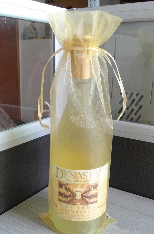 Organza wijnzakken met trekkoord, huwelijkscadeauzakje in paars rood goud roze bungurdy champagnefleshouder, feestevenementbenodigdheden: Olijf