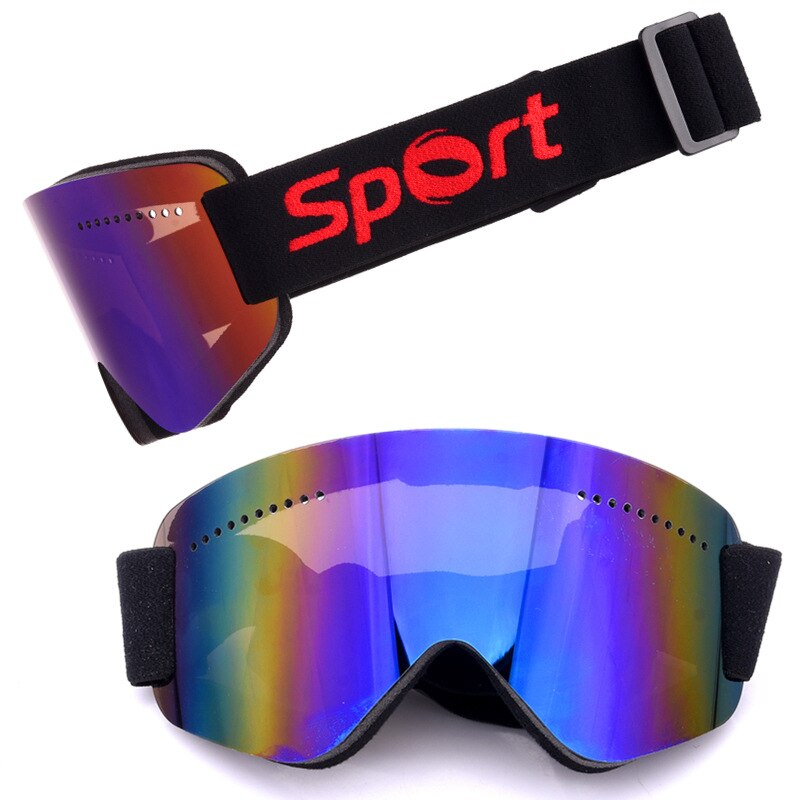 Unisex outdoor skibrillen, snowboardbrillen, anti-condens skibrillen, volledige revo-coating, uv-bescherming: Blauw diafragma