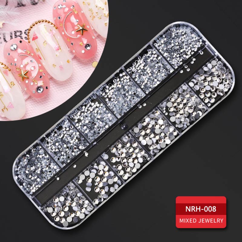 Neue Nagel Kunst Dekorationen 3D Kristall AB Strass Nagel Steine Charme Edelsteine Perle DIY Gold Silber Niet NäGel Schmuck Zubehör: 008