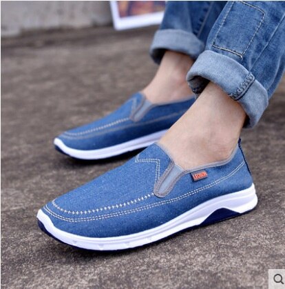 Cresfimix herre forår & sommer slip on canvas sko mandlige marineblå komfortable flade sko herre seje og bløde loafers: B / 9.5