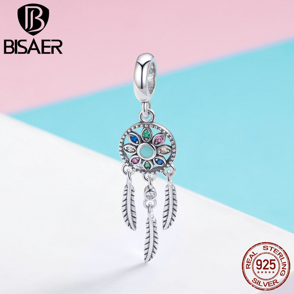 Bisaer 925 Sterling Zilveren Bohemen Dream Catcher Vintage Bedels Kralen Fit Armband Kralen Voor Zilveren 925 Sieraden Maken ECC961