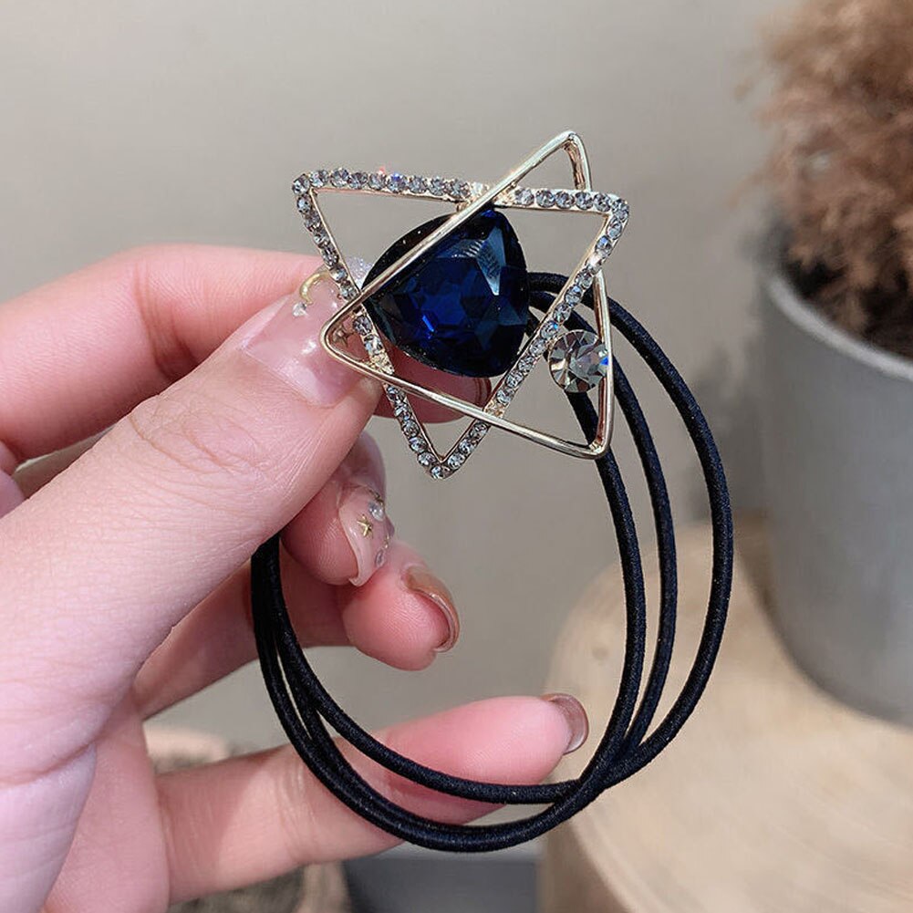 Crystal Rhinestone Hair Rope Female Rough Tie Ponytail Hair Ring Net Red Tie Simple Hair Rope: B5