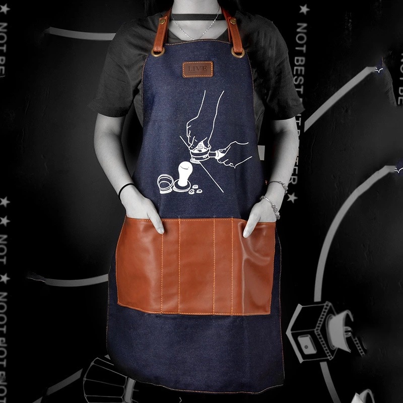 Delantal para barista, delantal vaquero para busto masculino, coreana, delantal para cafetería,