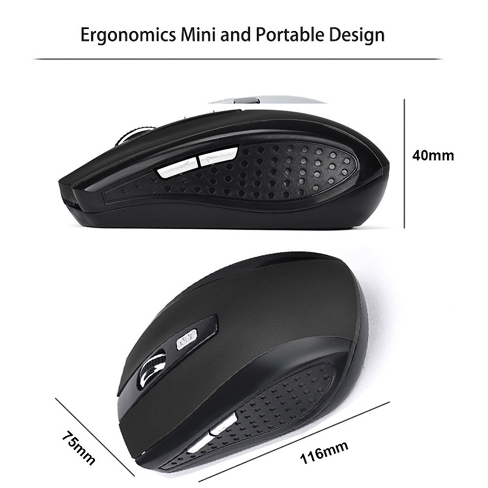PUSOKEI LED Draadloze Optische Zakpenmuis, 2,4 GHz USB Draadloze