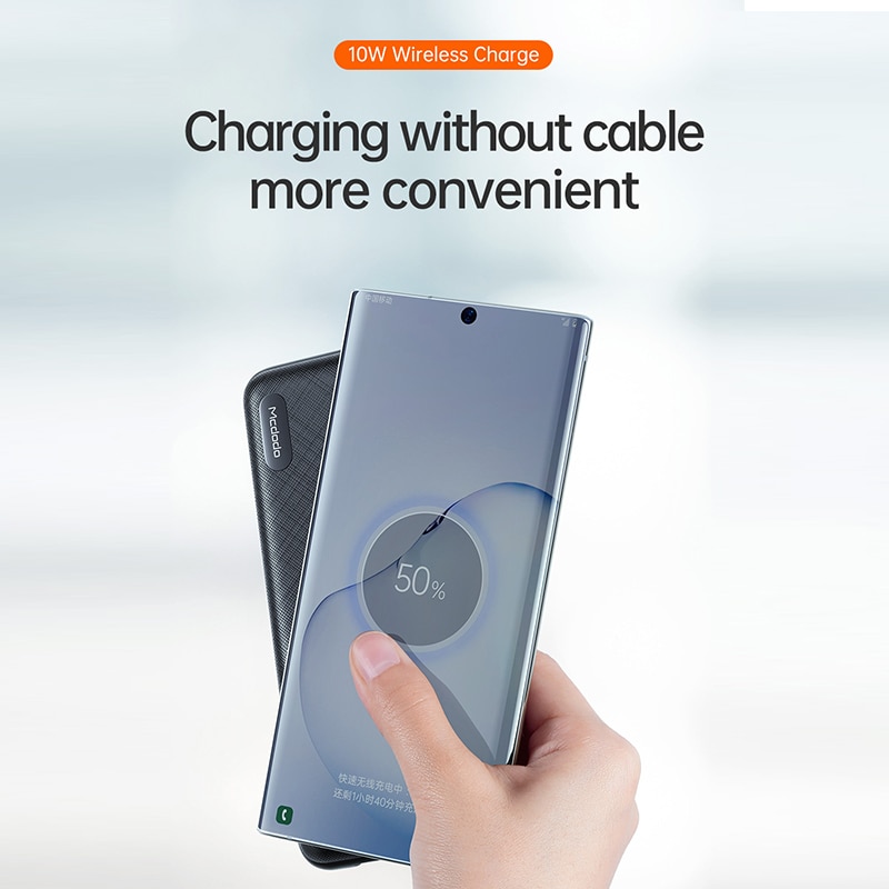 MCDODO PD+QC Portable Charger Qi Wireless Power Bank 10000mAh Powerbank External Battery Pack For iPhone 11 Xiaomi Redmi Samsung
