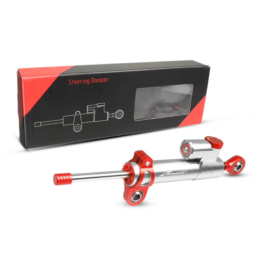 Pour SUZUKI BANDIT GSF 250 600 600S 650 650S 650N 1200 1250 Bandit universel moto CNC réglable direction amortisseur stabilisateur: Red-Silver