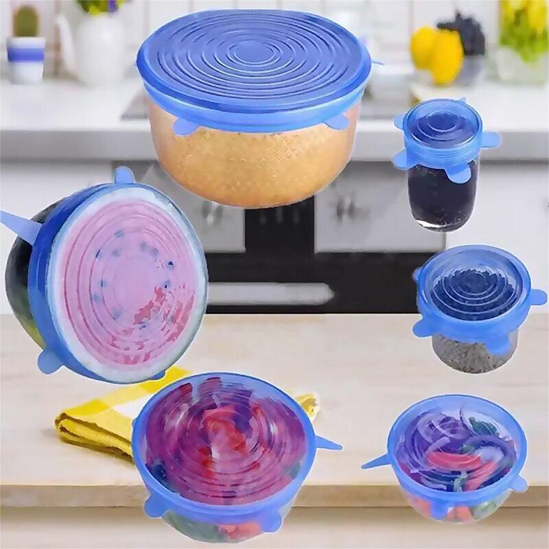 Keuken Accessoires Kookgerei Onderdelen 6 Pack Siliconen Deksels Couvercle Siliconen Extensible Tapas Silicona Adaptables Siliconen Cover