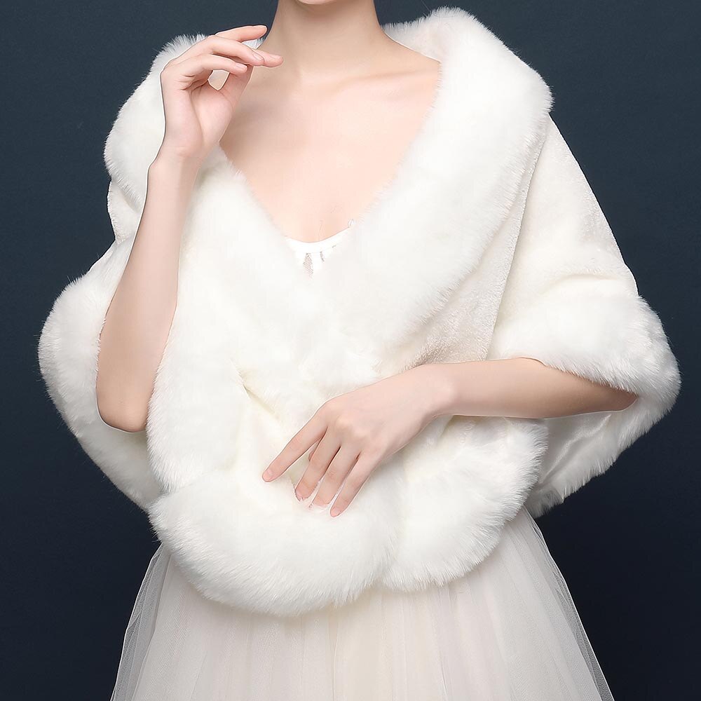 Neue Winter warm Faux Pelz Braut Bolero für Hochzeit Kleid SchöNe Heiße Ärmellose Schal wickeln