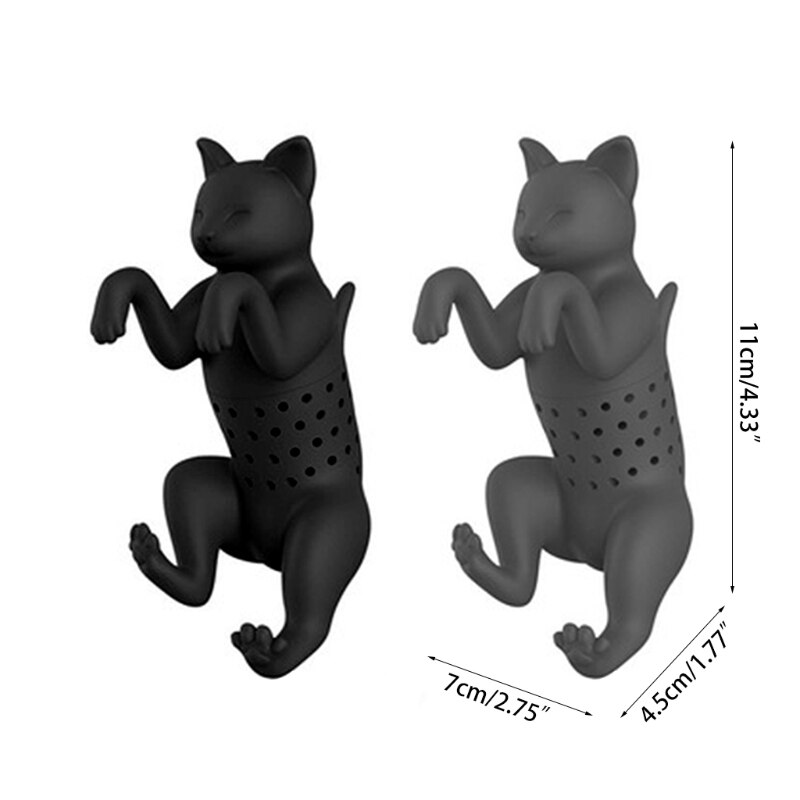 Infuseur à feuilles de thé en Silicone, mignon, Animal, chats, filtre à herbes, diffuseur d'épices, Gadget pour la maison et le bureau