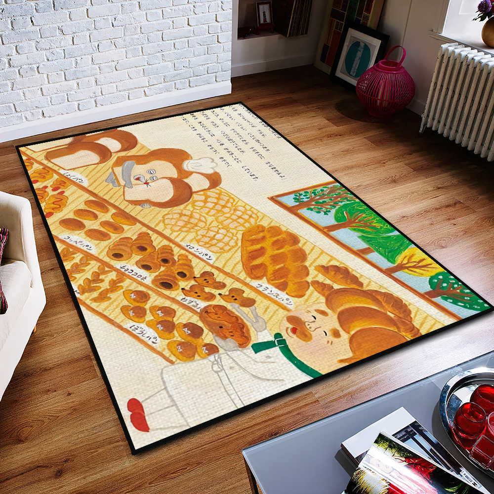 Alfombra de puerta antideslizante de dibujos animados, alfombra de cocina lavable, pan, lindo ladrón, sala de estar, pasillo, decoración de baño