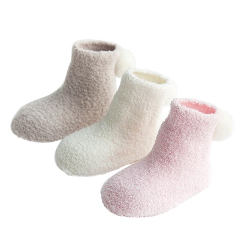 3 stk sæt meget nyfødte baby sokker koral fleece søde baby sokker 0-3 år baby dreng piger sokker: B / 12m
