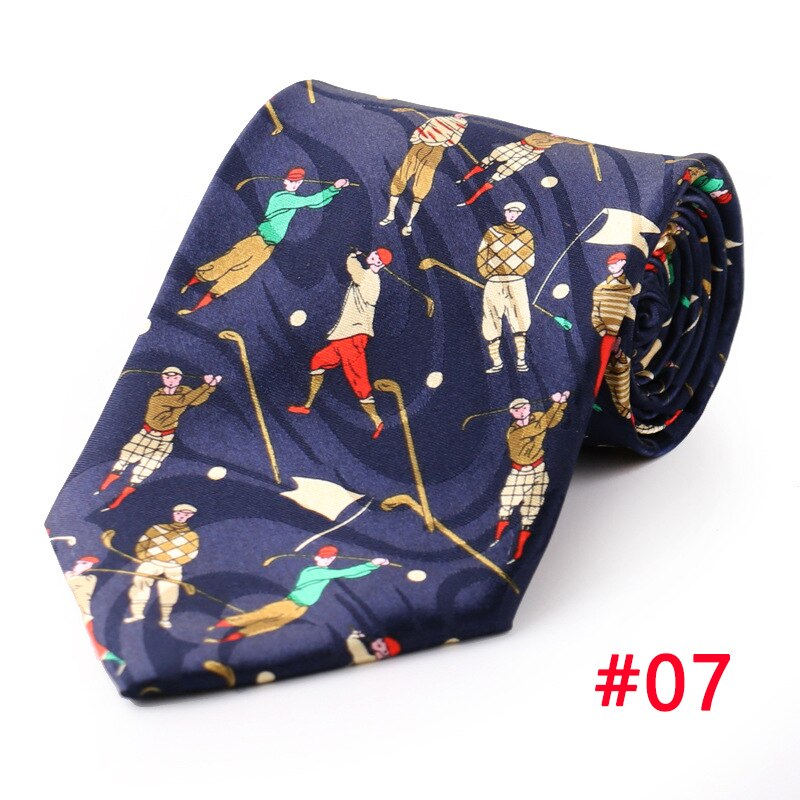 Luxury 10CM Mens Ties Golf Man Bird guitar dolphin printed Wide Neckties Hombre Gravata Ties For Men Classic Business Wedding: 07