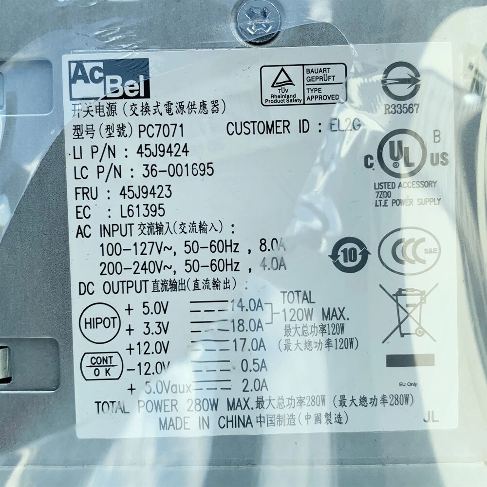 Original para Lenovo thinkcenter M81, M58, M58p, M58e, A58, 280W, fuente de alimentación 54Y8806, 45J9423, 45J9424, 36001695, PC7071, 100% probado