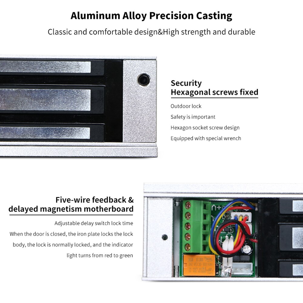 Jeatone 180KG DC 12V Magnetic Electromagnetic Lock Flush Mount for Home Door Gate Access/Access Control System