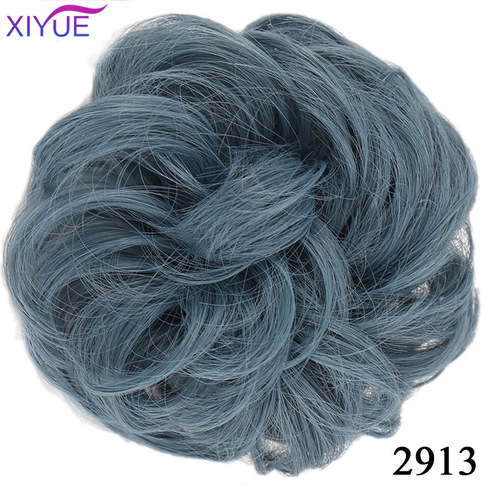 XIYUEMessy Scrunchies Donut Bun Synthetic Hair Chignon Straight Elastic Band Hair Extensions Heat Resistant Hairpieces For Women: #31