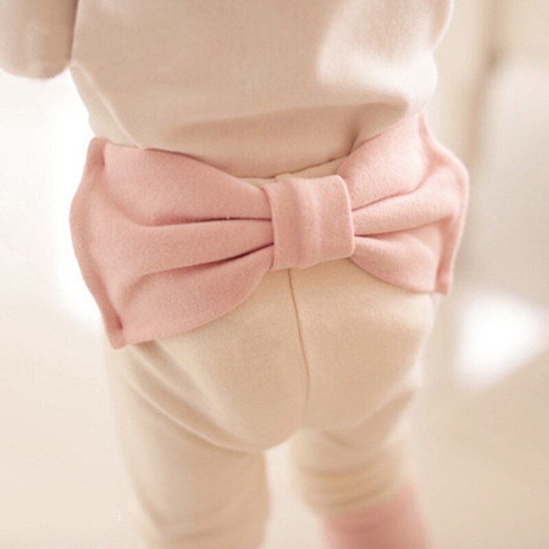 Autunno della molla Delle Neonate Pantaloni Scarni Delle Ghette Con Il Grande Bowknot Bambini Bambino Carino PP Pantaloni di Cotone Pantaloni Morbidi