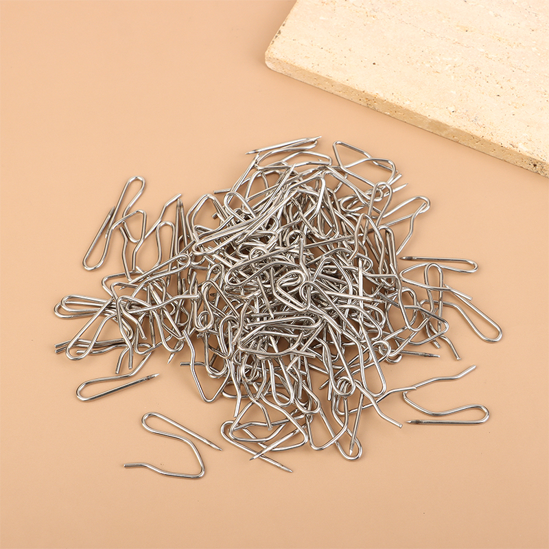 50/100 szt. Metalowe haczyki robić zasłna, szpilki robić plisowania z przezroczystym pudełkiem na zasłony okienne, zasłony drzwiowe i zasłony prysznicowe: żółty