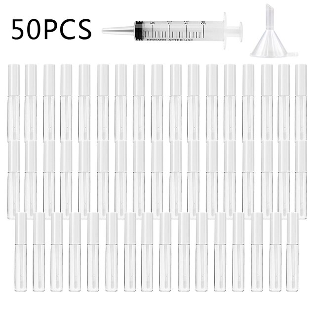 50/100 st 10 ml tomma läppglans tub påfyllningsbar läppglans flaska läppbalsam behållare kvinnor tjejer gör själv kosmetiska provflaska: 50 st vit