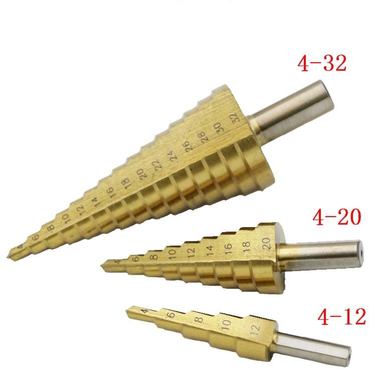 Hss Step Cone Conical Drill Bit Set Hole Milling Cutter Titanium Coating Hexagon/Triangle Shank