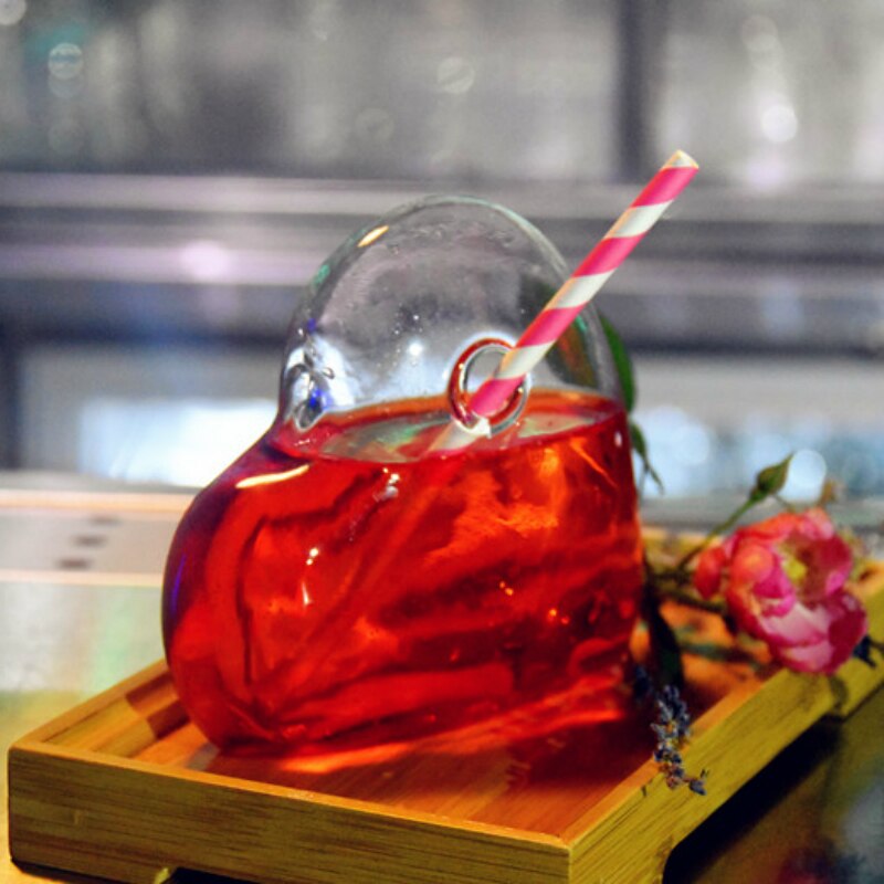Hjerteform cocktailglas lille kapacitet gennemsigtigt molekylært røget modelleringsglas fantasy vin kop bar drinkware