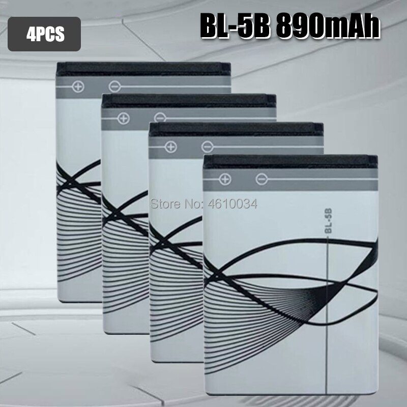 BL-5B-Batería de repuesto de iones de litio recargable integrada, 3,7 V, 890mAh, con celdas de batería, protección PTC, para Nokia 3220 / 3230: 4pcs