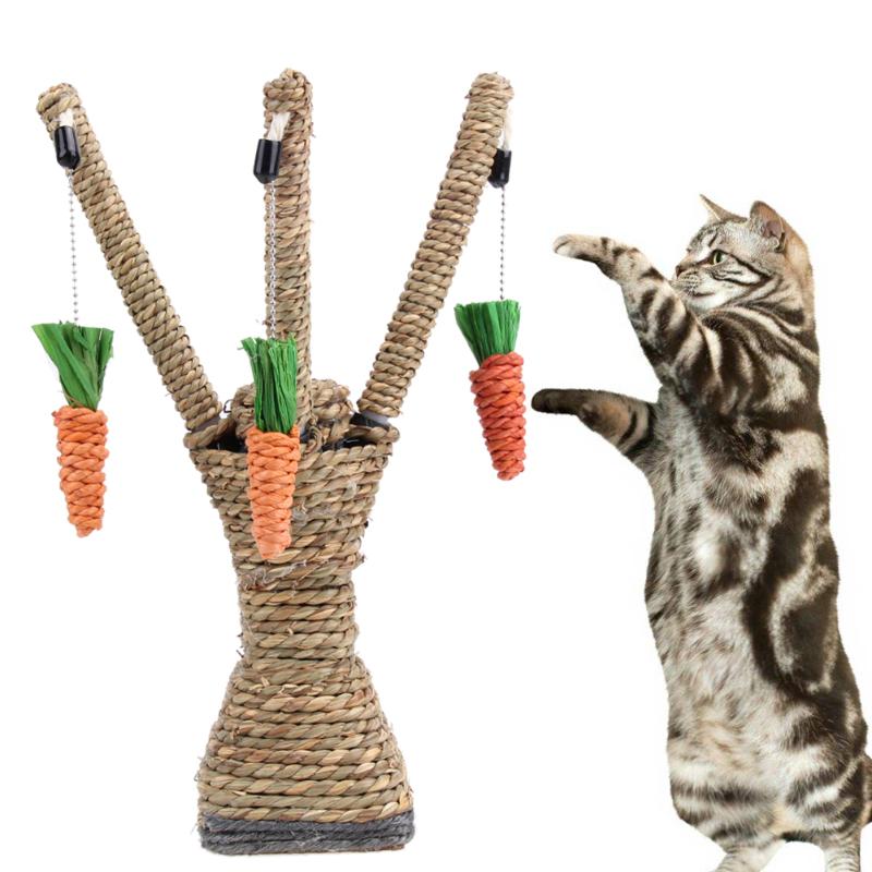 14cm Pet Cat Toys Interactive Tree Tower Shelves Climbing Frame Cat Scratching Post Sisal Rope For Cat Tooth Cleaning