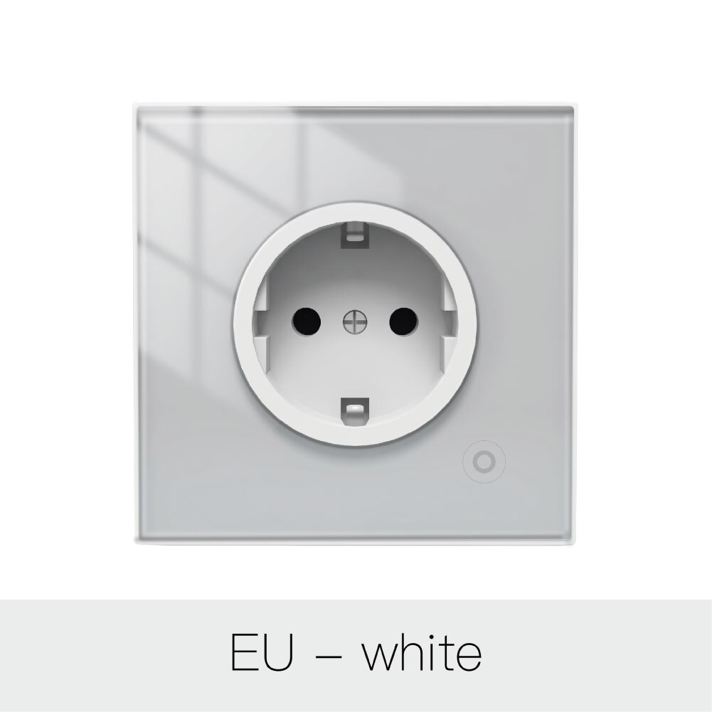 Wifi Tuya Smart Stopcontact Glas Panel Outlet Power Monitor Touch Plug Relais Status Licht Modus Verstelbare Smart Leven App alexa: EU White