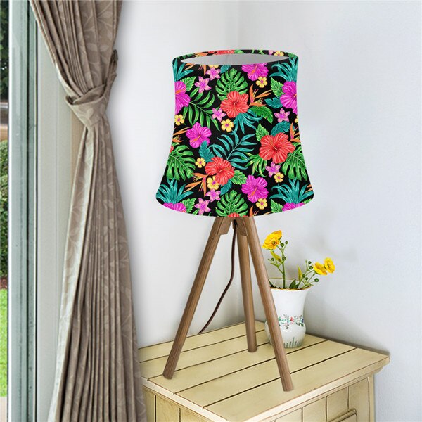 Lampenschirm für Tisch Lampe Hawaii Stil tropisch Hibiskus Blume Druck Textil Stoffe Moderne Zauberstab Lampe Schatten Lampe Abdeckung Waschbar: HMGB019HS-L