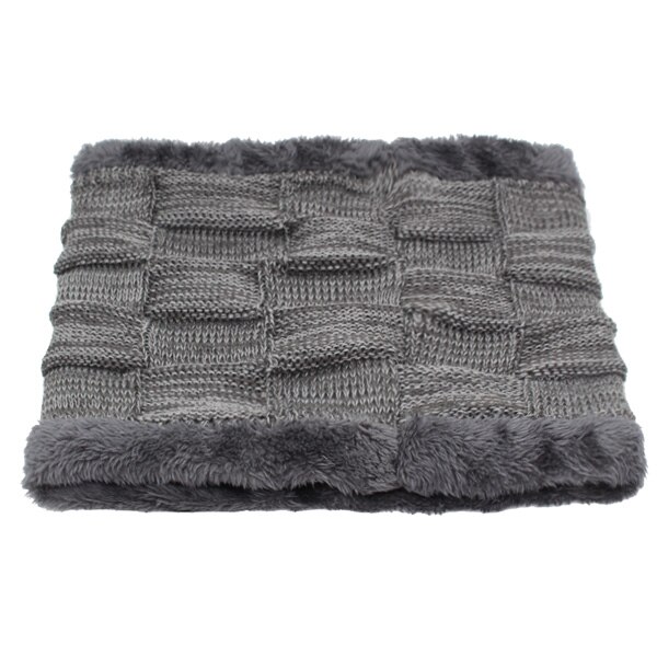 YOUBOME Men Winter Scarf Ring Knitted Men Scarves For Women O Neck Snood Warp Faux Fur Thick Warm Male Fleece Scarves: Gray