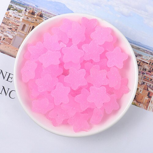 Happy Monkey Slime Supplies DIY Resin Star Candy Slices Slime Charms Addition for Fluffy Clear Crystal Slime Clay In Stock: Pink 20pcs