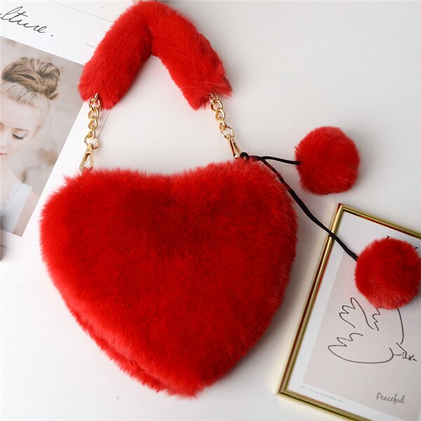 Women Bag High Imitation Rabbit Fur Bags Portable And Diagonal Bags Wild Factory Direct Sales Recruit Agent: Red