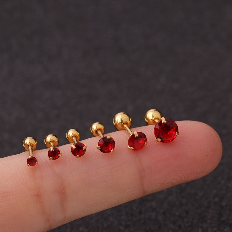 1 pc lot Slim Ear sztaba iglicowa 0.8*6mm stal nierdzewna śruba stalowa powrót okrągłe cyrkonie stadniny kolczyki 2mm do 5mm IP poszycie nie łatwe znikną