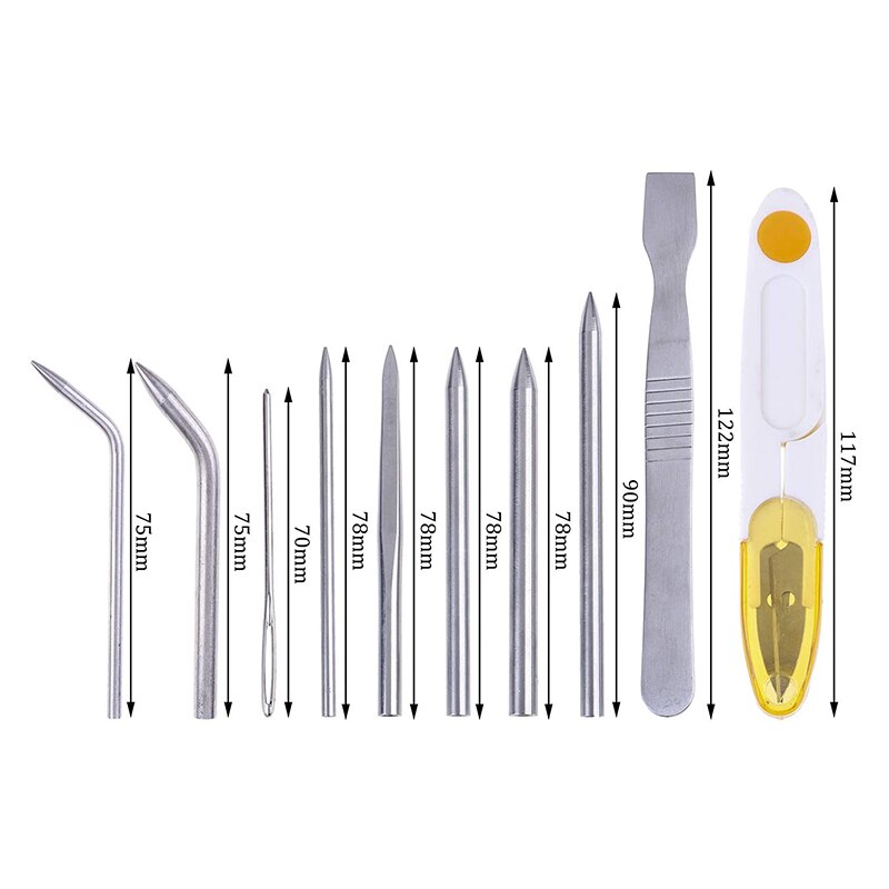 10 Pieces Paracord Stitching Kit, Umbrella Cord Needle Set Contains Stainless Steel Paracord Needle And Smoothing Tool