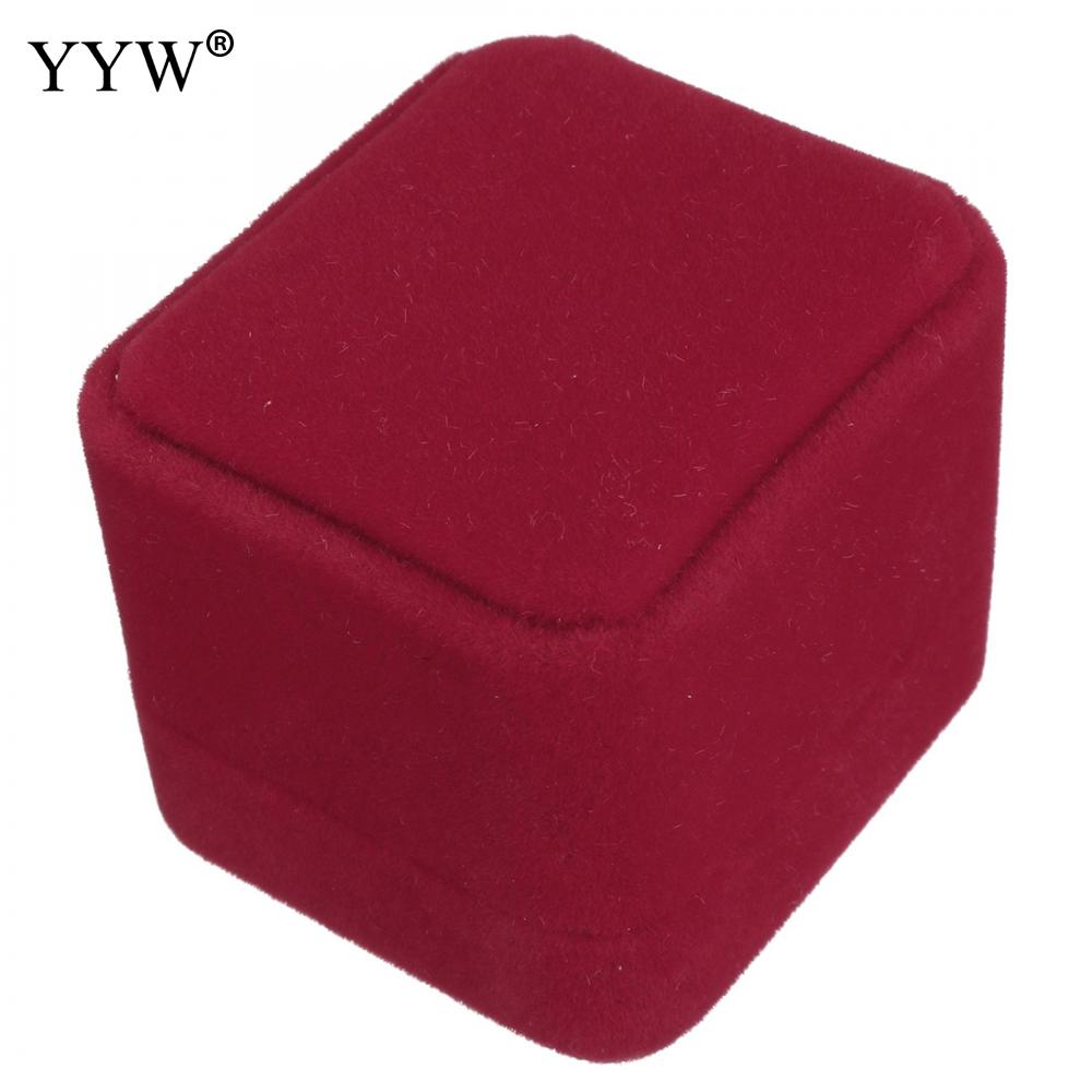 1pc samt schmuck Kasten für Finger Ring hochzeit schmuck lagerung boxen schwarz verrotten rosa 51x56x51mm schmuck Anzeige paket: rot