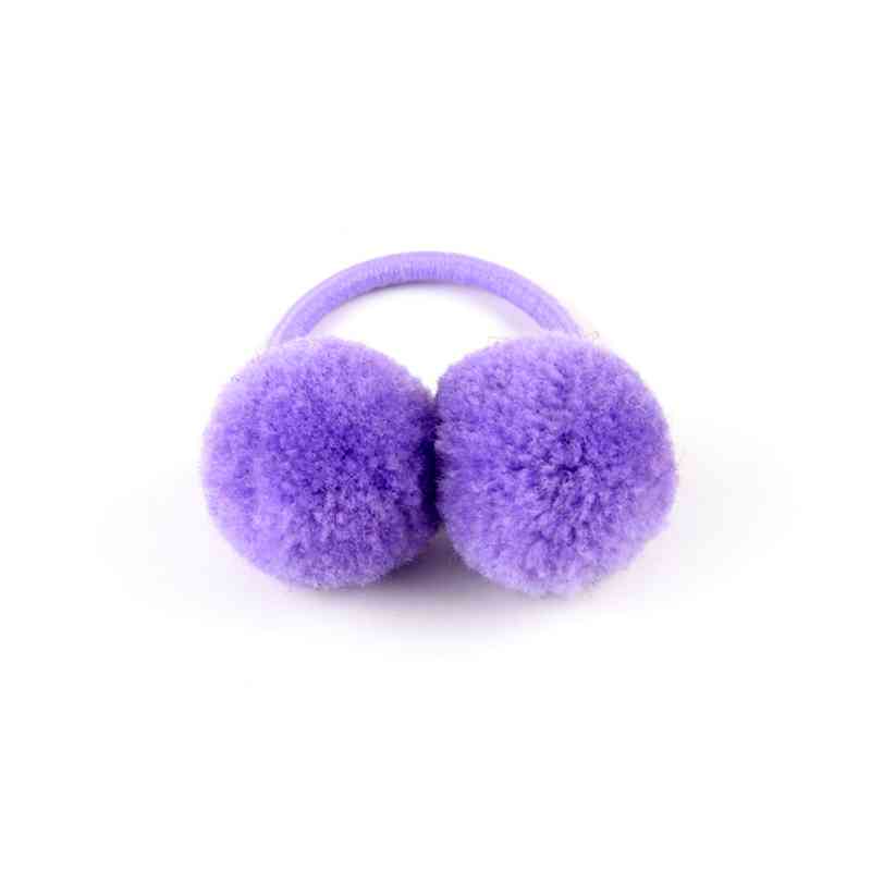 2 Teile/satz Nette Pompom Baby Haarband Pelz Ball Elastische freundlicher Gummibänder Einfarbig freundlicher Haar Bindet Seil Mädchen Haar zubehör: 2Stck Violett