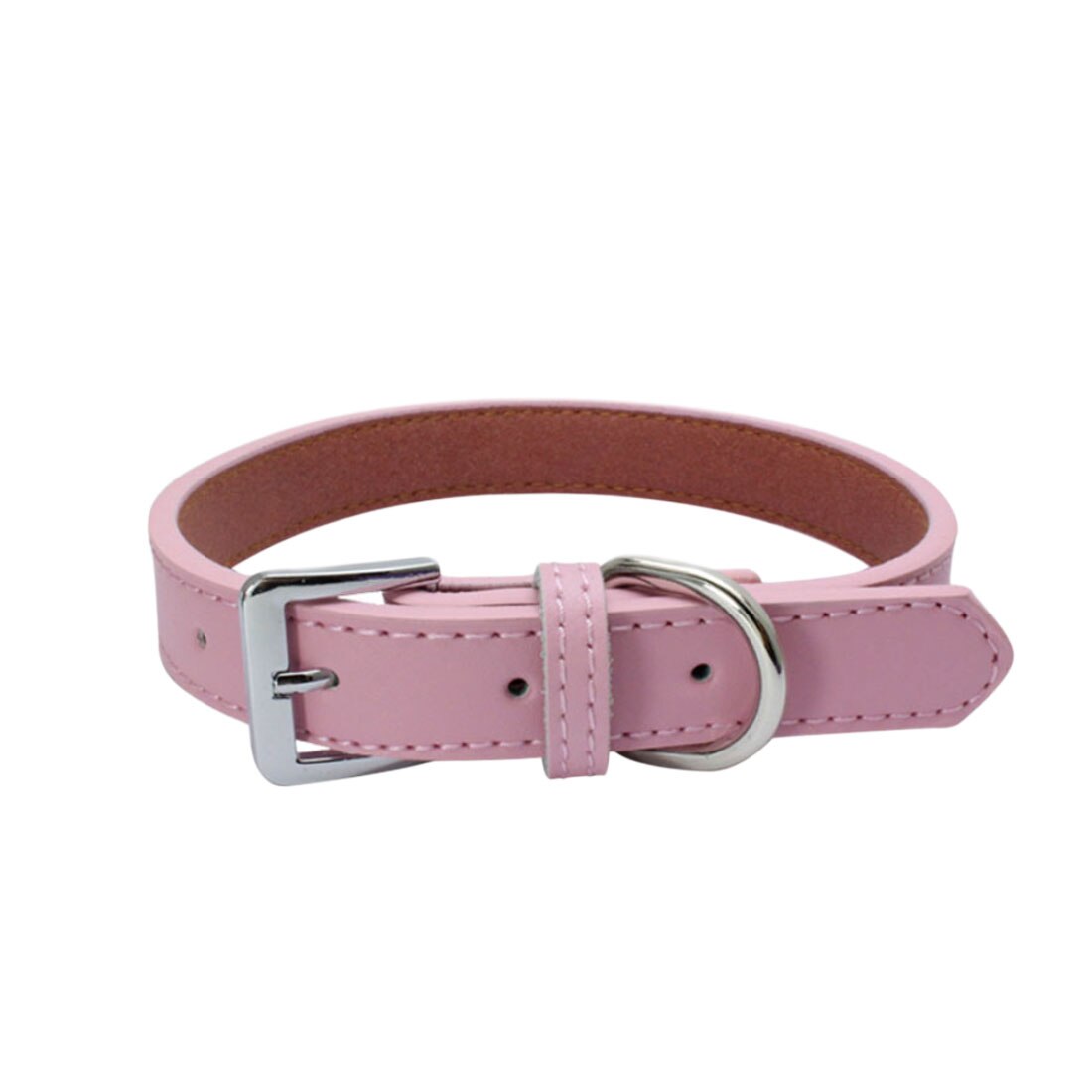 Kleurrijke hondenhalsband van pu-leer, verstelbaar, effen roze kattenhalsband, geschikt voor kleine, middelgrote en grote honden (maat s-xl): Roze / 422cm