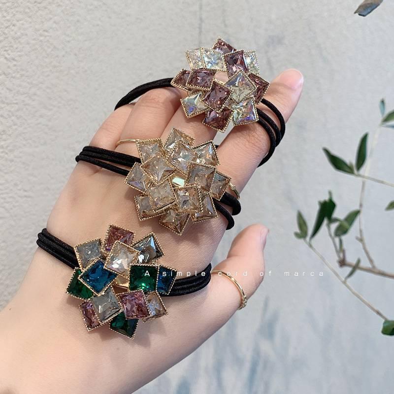 Cinta elástica coreana para el pelo, banda para la cabeza con diamantes de imitación de cristal, coletero de de lujo a la , Accesorios para el pelo