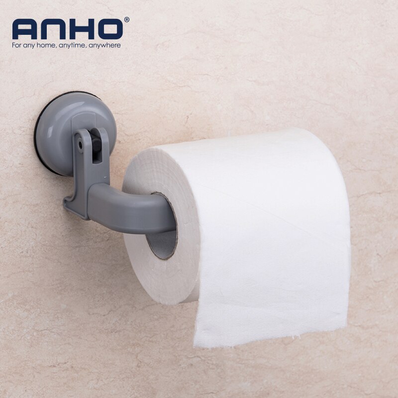 Aftagelig sugekop håndklædeholder genanvendelig vandtæt papirholder badeværelse opbevaringshylde vægmonteret sæbeskål: Grå papirholder