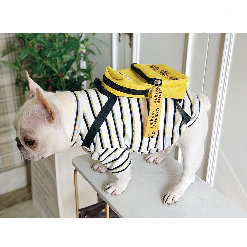 Hond Kleren Rugzak Voor Honden Shirt Gestreepte Hond Kleding Voor Honden Outfit Puppy Pet Kleding Franse Bulldog Kostuum Chihuahua