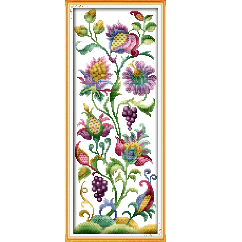 DIY Handmade Needlework Counted Cross Stitch Set Embroidery Kit 14CT Beautiful Flowers Pattern Cross-Stitching 21 * 50cm
