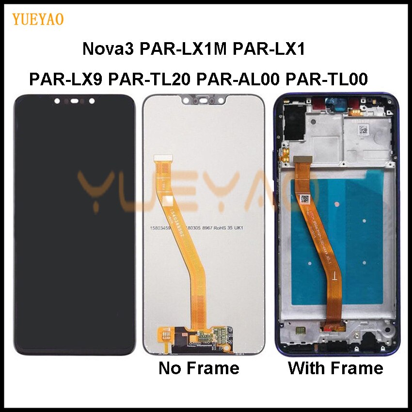 For Huawei Nova3 Nova 3 PAR-LX1 LCD Display Touch Screen Digitizer Assembly With Frame PAR-AL00 Replacem For Huawei Nova 3 LCD